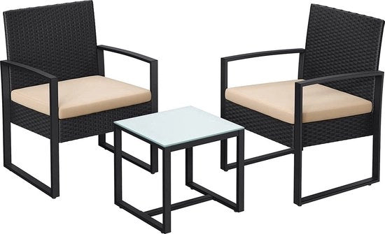 Set da giardino - Set di relax - Mobili da giardino - Sedie con tavolo - Terrazza - Balcone - Moderno - Grigio