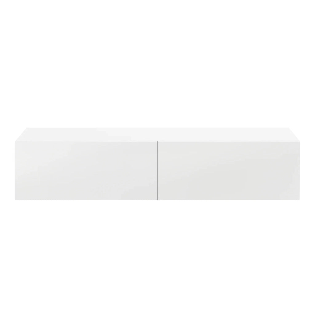 Mensola porta TV da parete di design con 2 cassetti 140 cm bianco 03_0005187