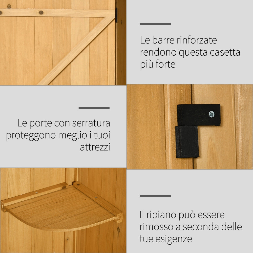 EasyComfort Capanno da Giardino Porta Attrezzi in Legno Impermeabile, 77x54.2x179 cm Giallo