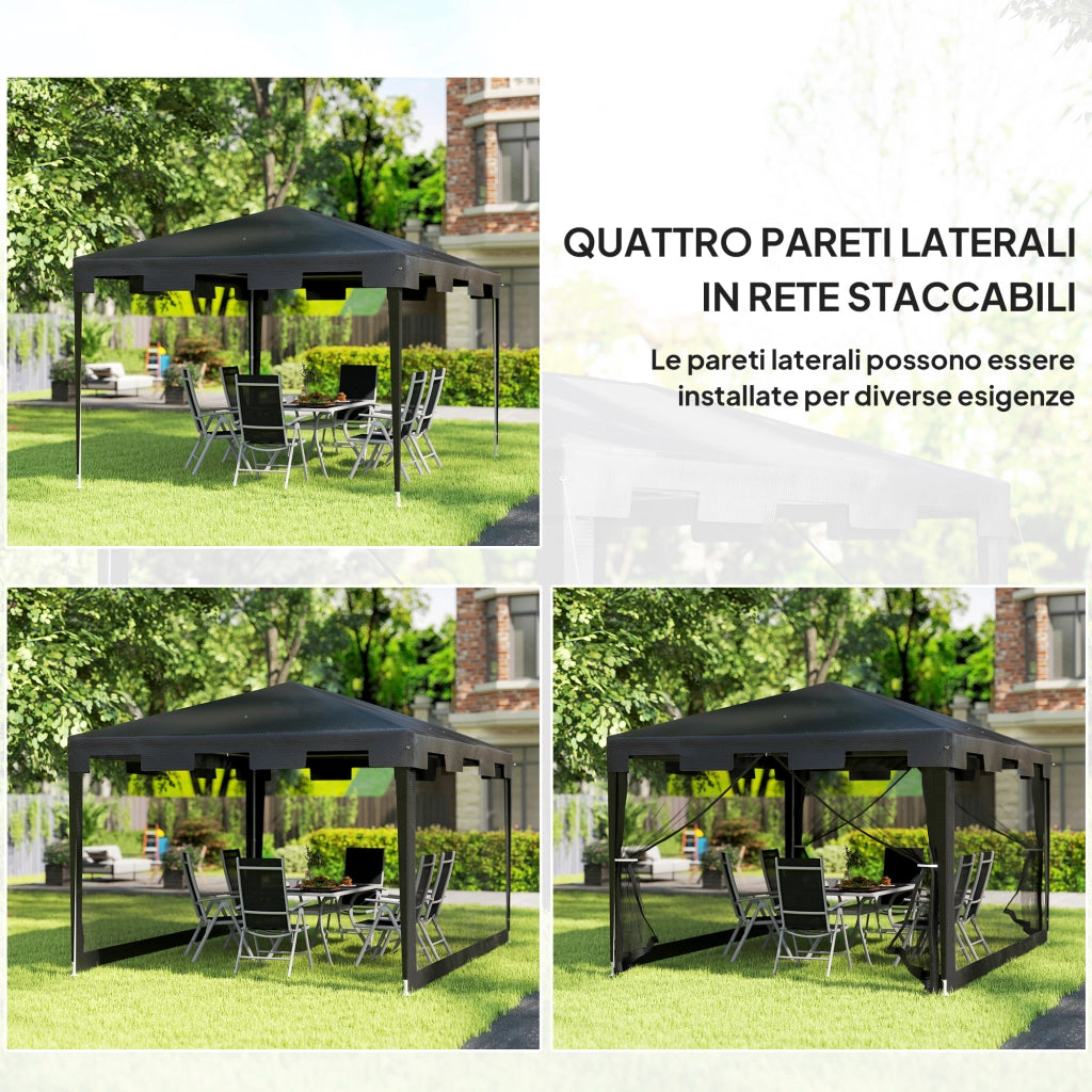 Gazebo Pieghevole 4x3 m con Zanzariera ¨C zephmum ¨C Grigio Scuro, Metallo e PE