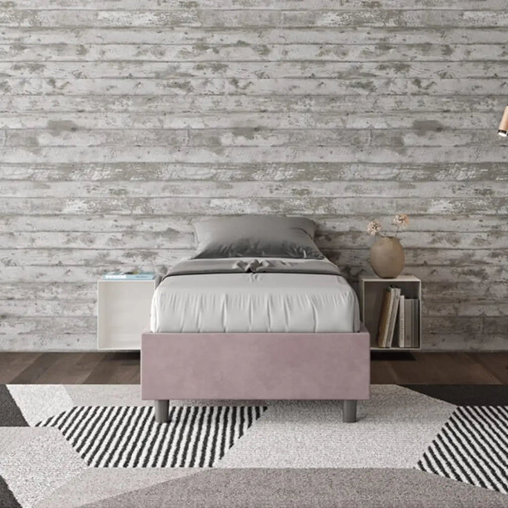Letto singolo senza rete imbottito 80x190 microfibra glicine Azelia