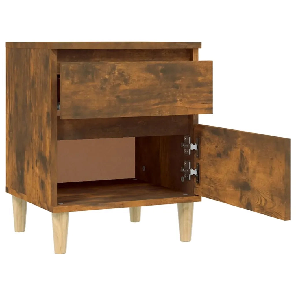 Set di 2 Comodini | Armadio da Notte | Mobiletto da notte Rovere Fumo 40x35x50 cm