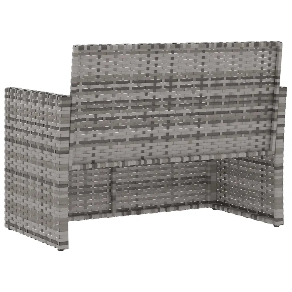 Panchina da Giardino | Panca da Giardino con Cuscini Grigia 105 cm in Polyrattan