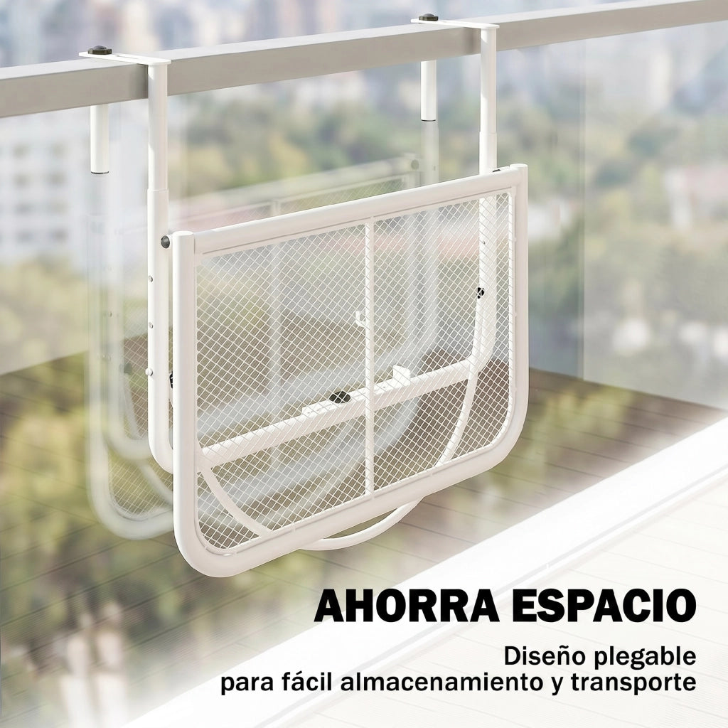 Tavolo da balcone regolabile ¨C zephmum ¨C bianco metallo 60x56x50 cm