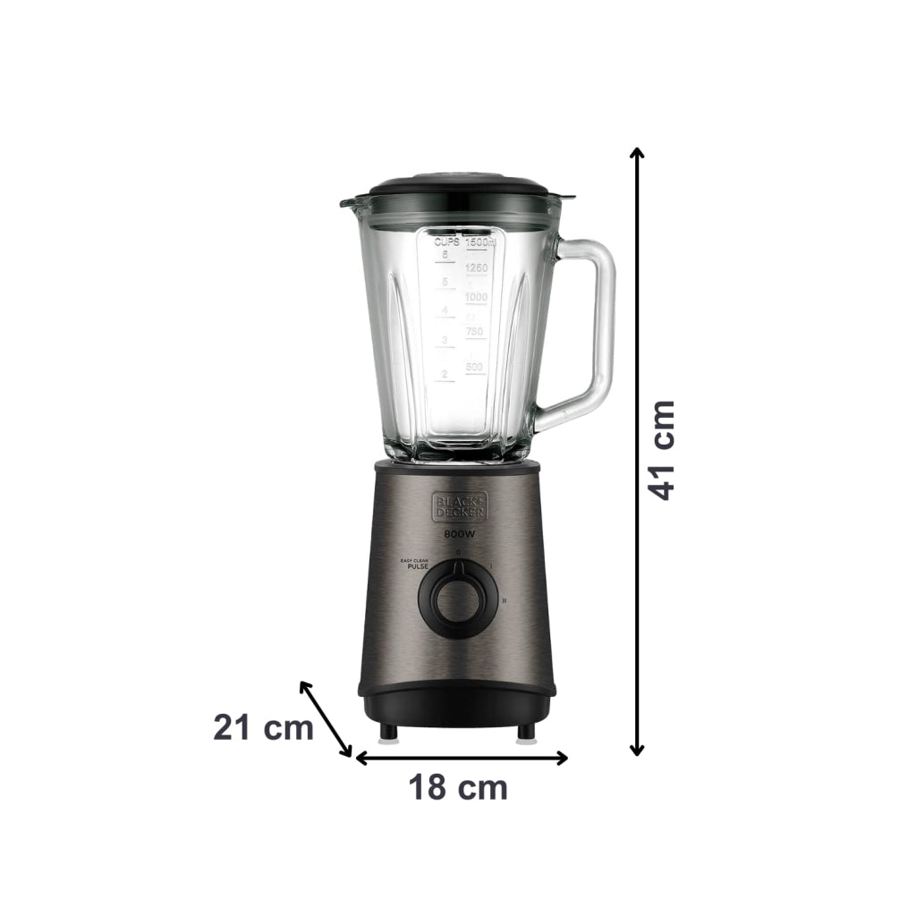 Frullatore BXJB800E 800 W con Caraffa in Vetro 1 5 L Black+Decker