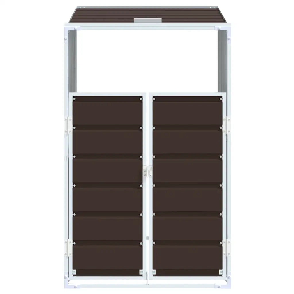 vidaXL Copribidone Ruote Bidone Singolo Marrone 72x81x115 cm Acciaio
