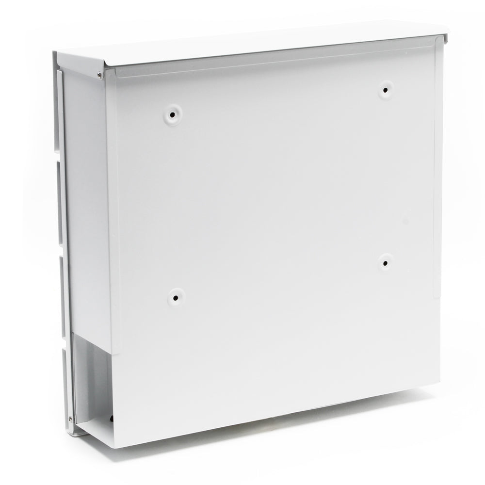 Cassetta postale V14 con vano portagiornale, verniciata a polvere, bianca