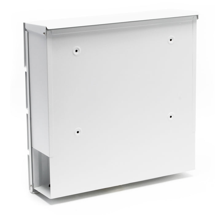 Cassetta postale V14 con vano portagiornale, verniciata a polvere, bianca