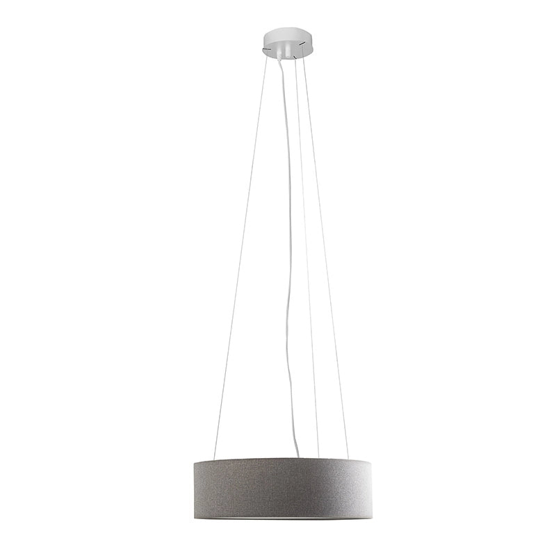 Lampada a Sospensione Bianca, Paralume Cilindrico Grigio, E27, IP20, Ø 48 x 15 x 150 cm - Rossini - Design Minimal ed Elegante