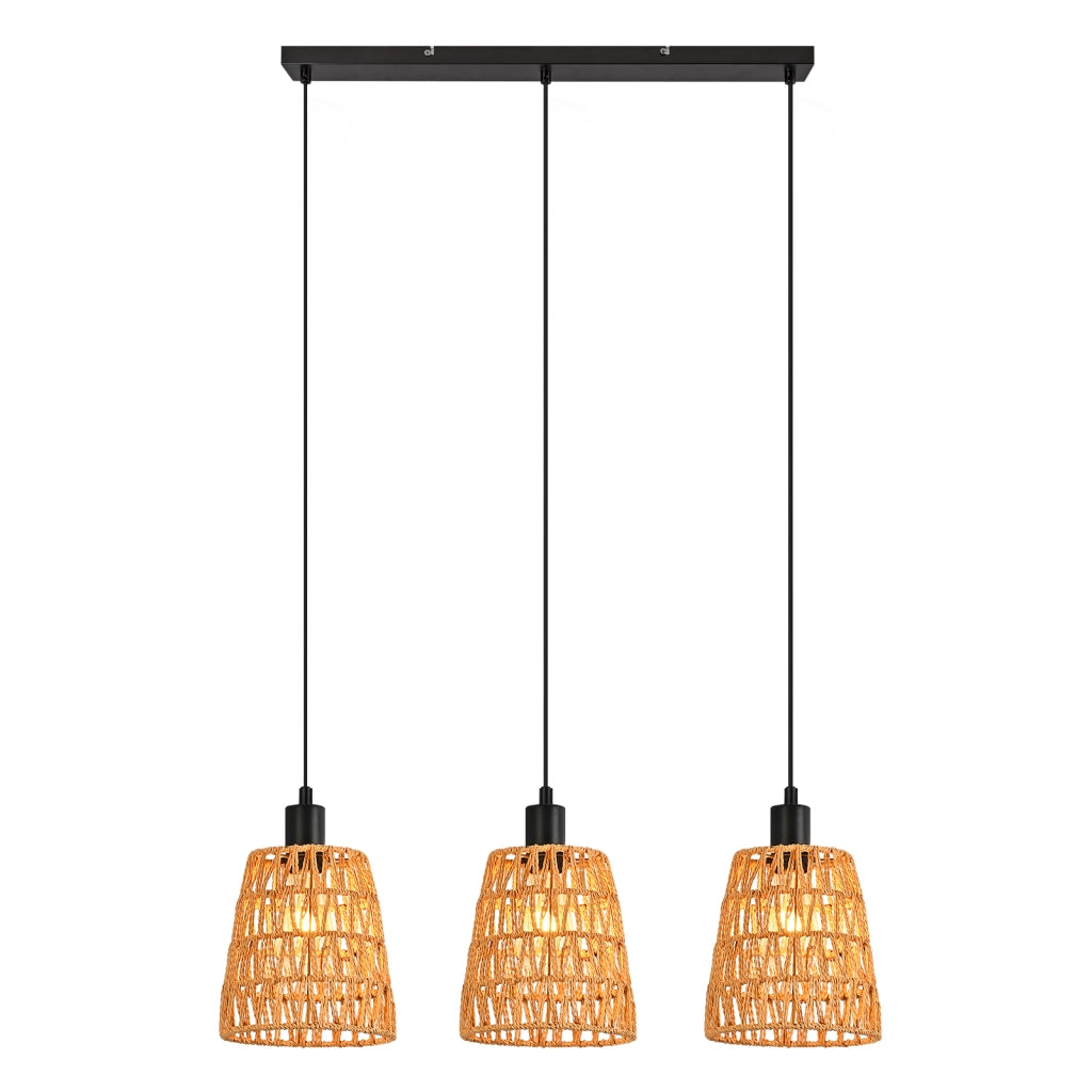 Lampada a sospensione ZMH per sala da pranzo 3 luci nera 120 cm altezza regolabile