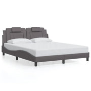 Letto matrimoniale | Letto per adulti | Giroletto Viana senza Materasso Grigio 160x200 cm in Similpelle