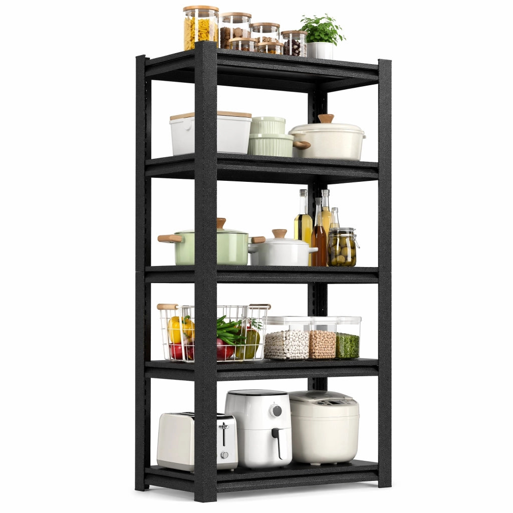 Scaffale per carichi pesanti 90x40x183 cm nero in metallo, 5 ripiani regolabili