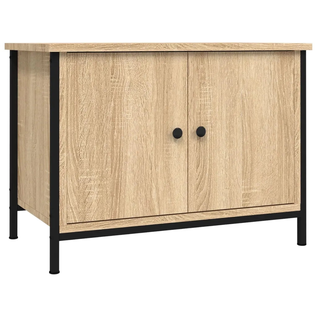 Mobile TV con Ante Rovere Sonoma 60x35x45 cm Legno Massello di Acacia 826296