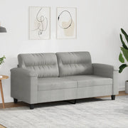 Divano a 2 Posti Grigio Chiaro 140 cm in Tessuto Microfibra