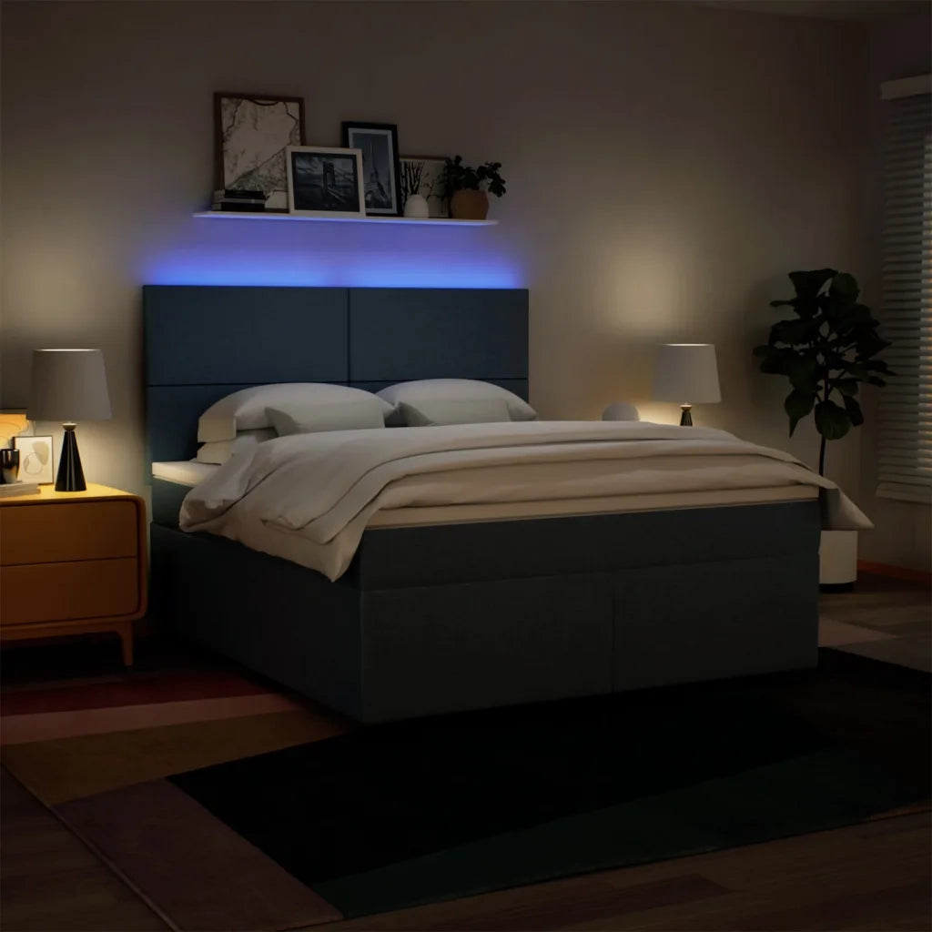 Giroletto a Molle con Materasso Blu 180x200 cm in Tessuto