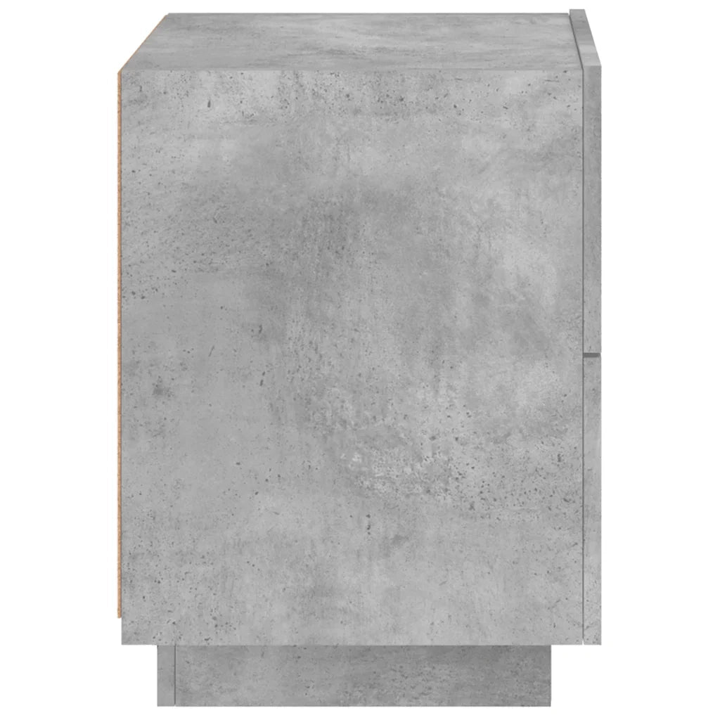 Comodini con Luci LED 2pz Grigio Cemento in Legno Multistrato 836742