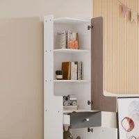 Libreria alta con ante a L e ampio spazio di archiviazione, 45 x 40 x 184 cm, Bianco