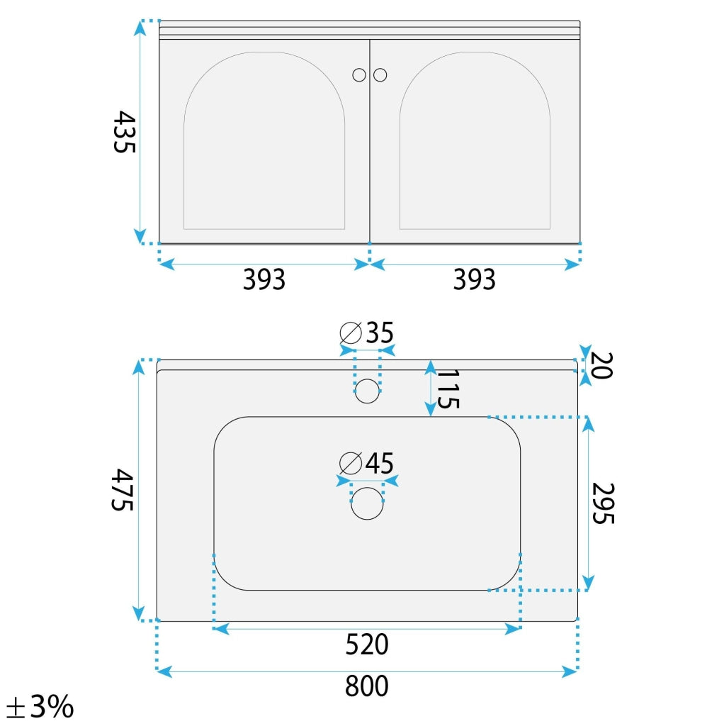 Set Di Mobili Da Bagno Con Lavabo Denver 80cm Grey