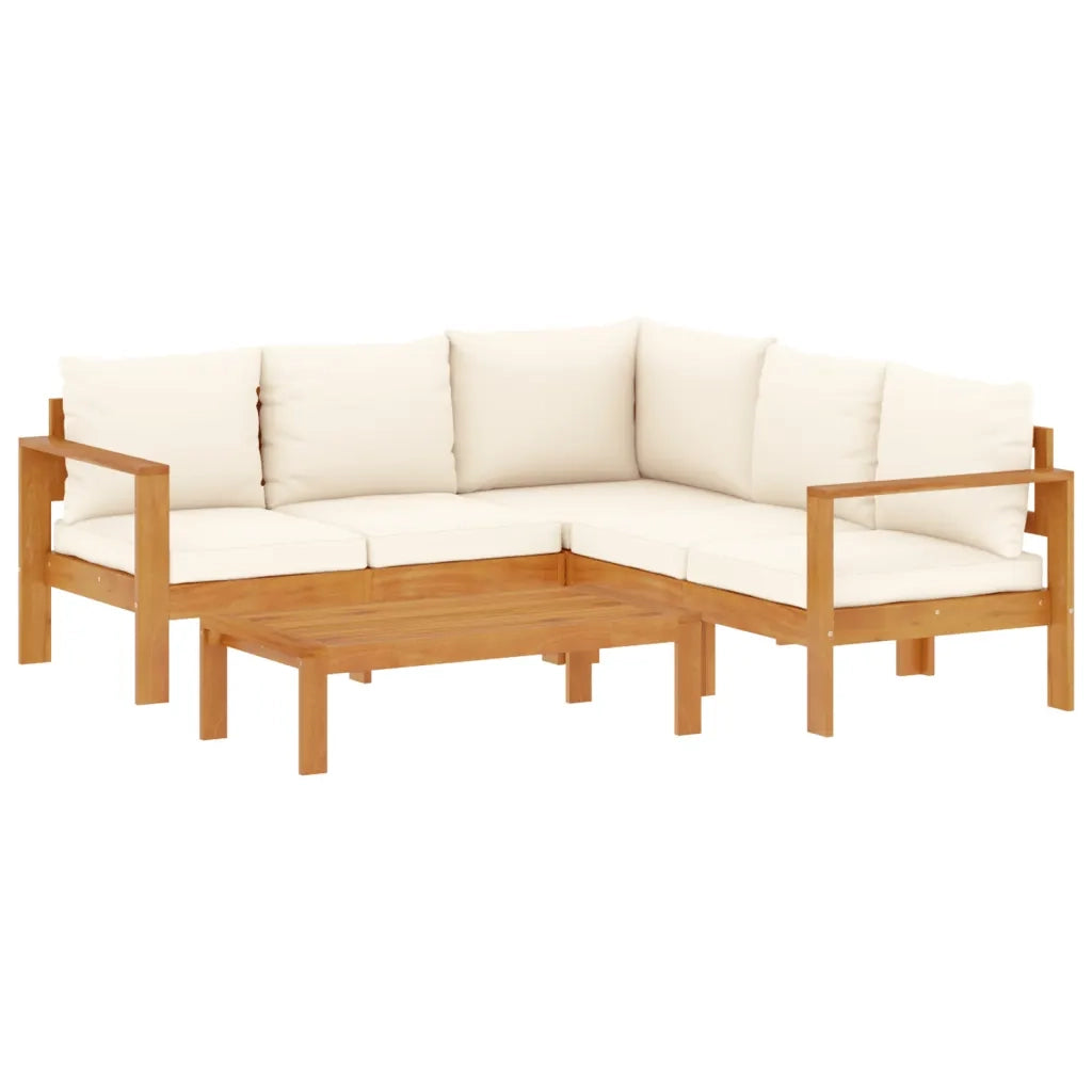 Set Divani da Giardino 4pz con Cuscini Legno Massello di Acacia