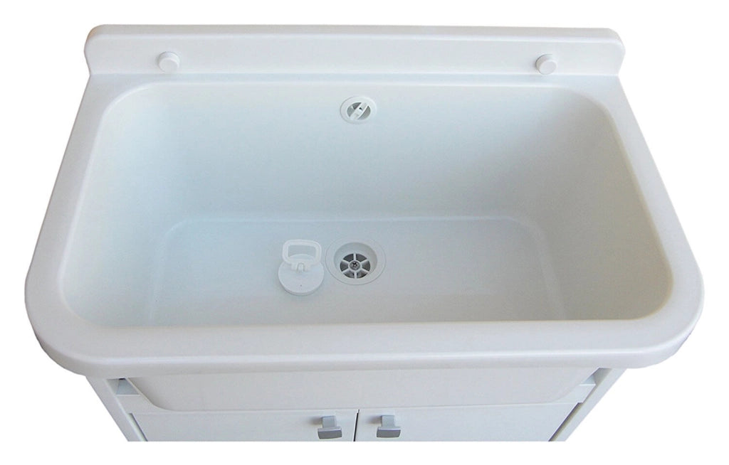 Mobile Lavanderia in PVC 54x26x80 cm 2 Ante per Interno ed Esterno Forlani Clear Bianco