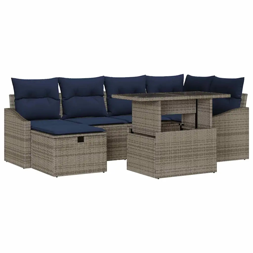 Set Divano da Giardino 7 pcs Grigio polyrattan 3361174
