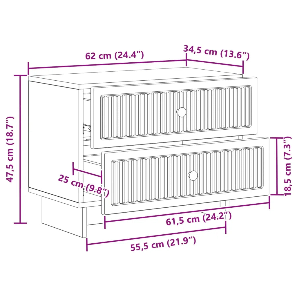 Armadio da Notte con cassetto Legno antico 62 x 34,5 x 47,5 cm 893863
