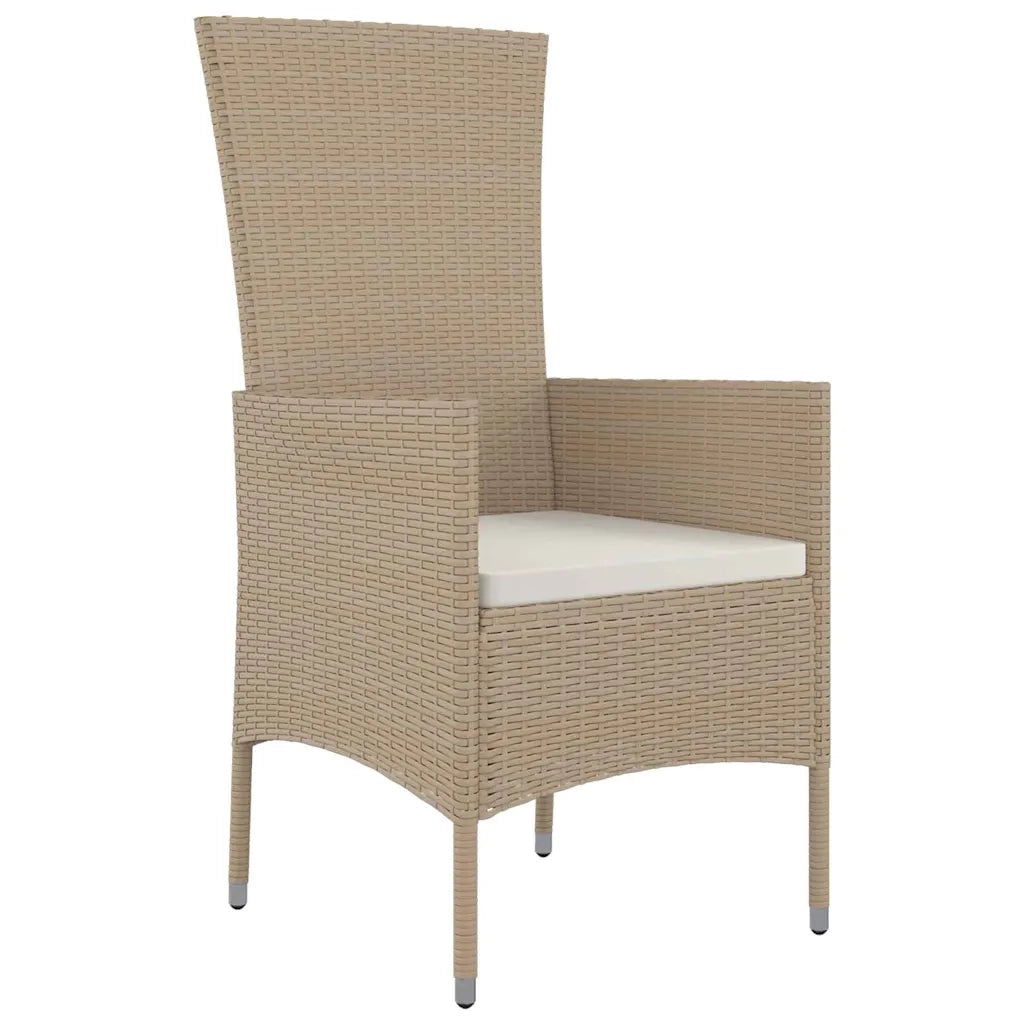 Set da Pranzo per Giardino con cuscino 7 pcs Beige polyrattan