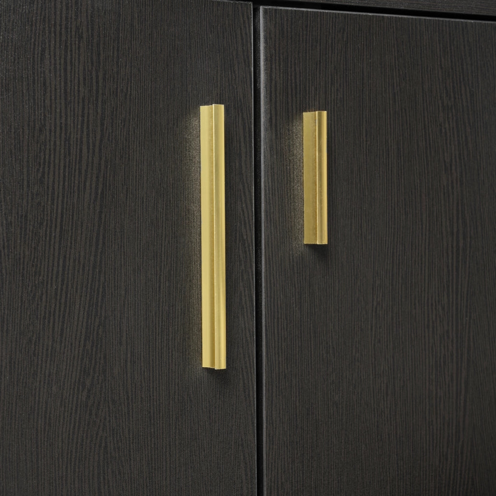 Scarpiera con 4 Ante e Seduta Imbottita; Maniglie in Metallo; Stile Moderno; in Pannelli Truciolari; Nero e Noce; 120×34×82 cm