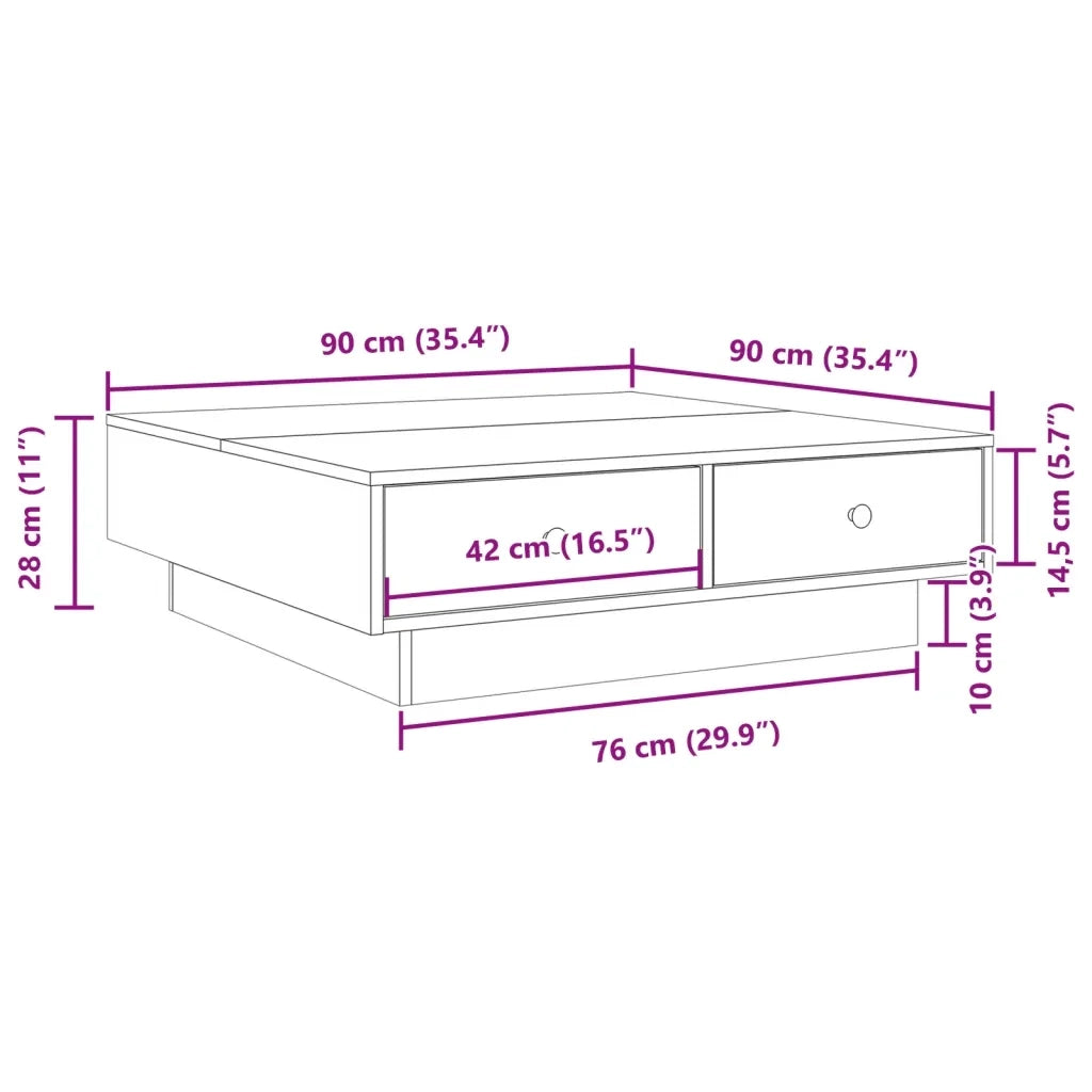 vidaXL Tavolino da Salotto Bianco 90x90x28 cm in Truciolato