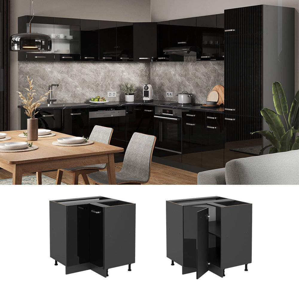 Vicco Mobile ad angolo cucina Nero lucido 75.6 cm senza piano di lavoro