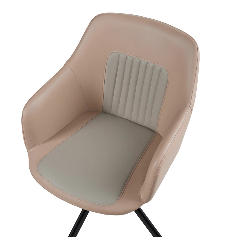 Set di 2 sedie da pranzo girevoli Rivestimento in ecopelle beige sabbia Base con gambe in metallo Sala da pranzo