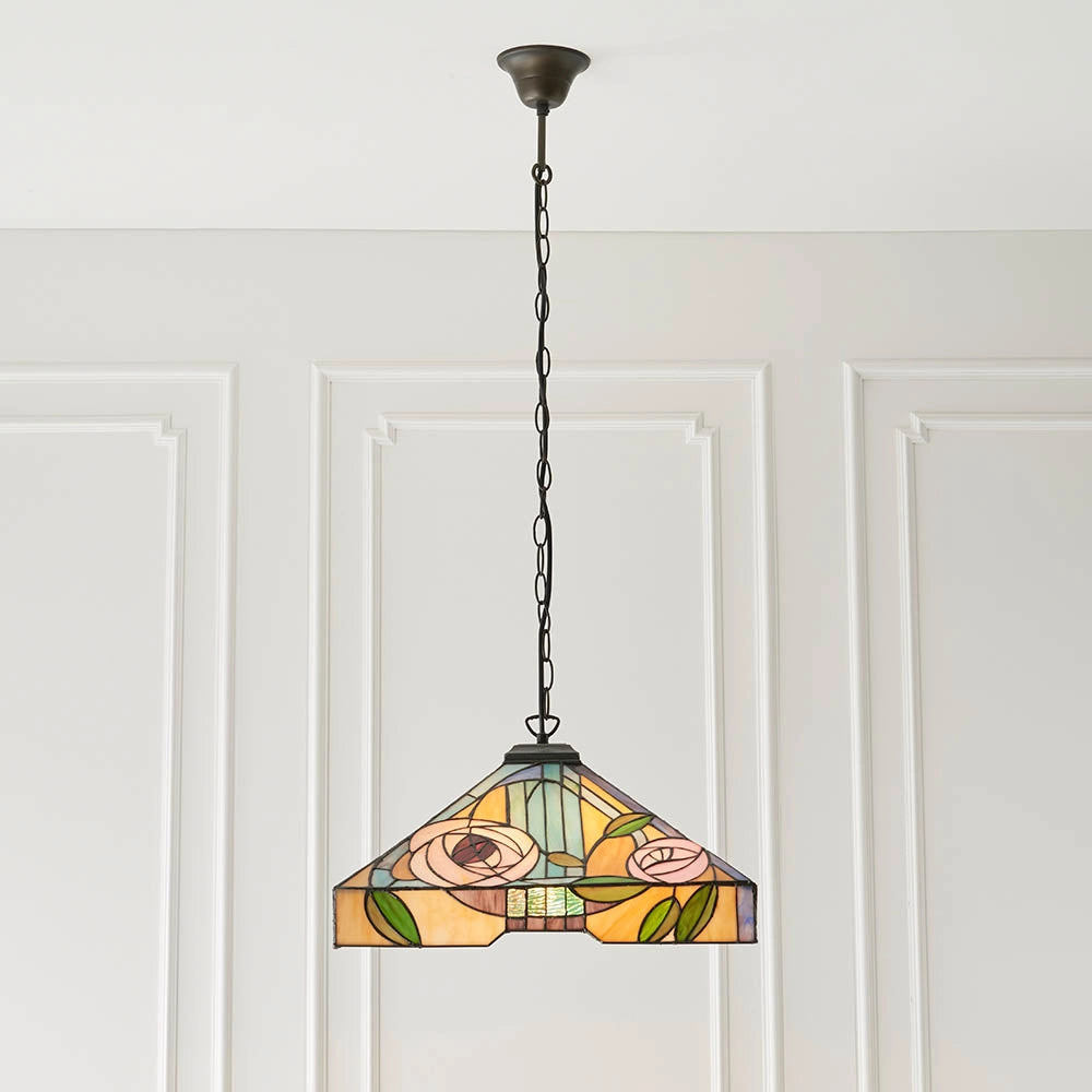 Lampada a sospensione in vetro Tiffany WILLOW rose 3xE27