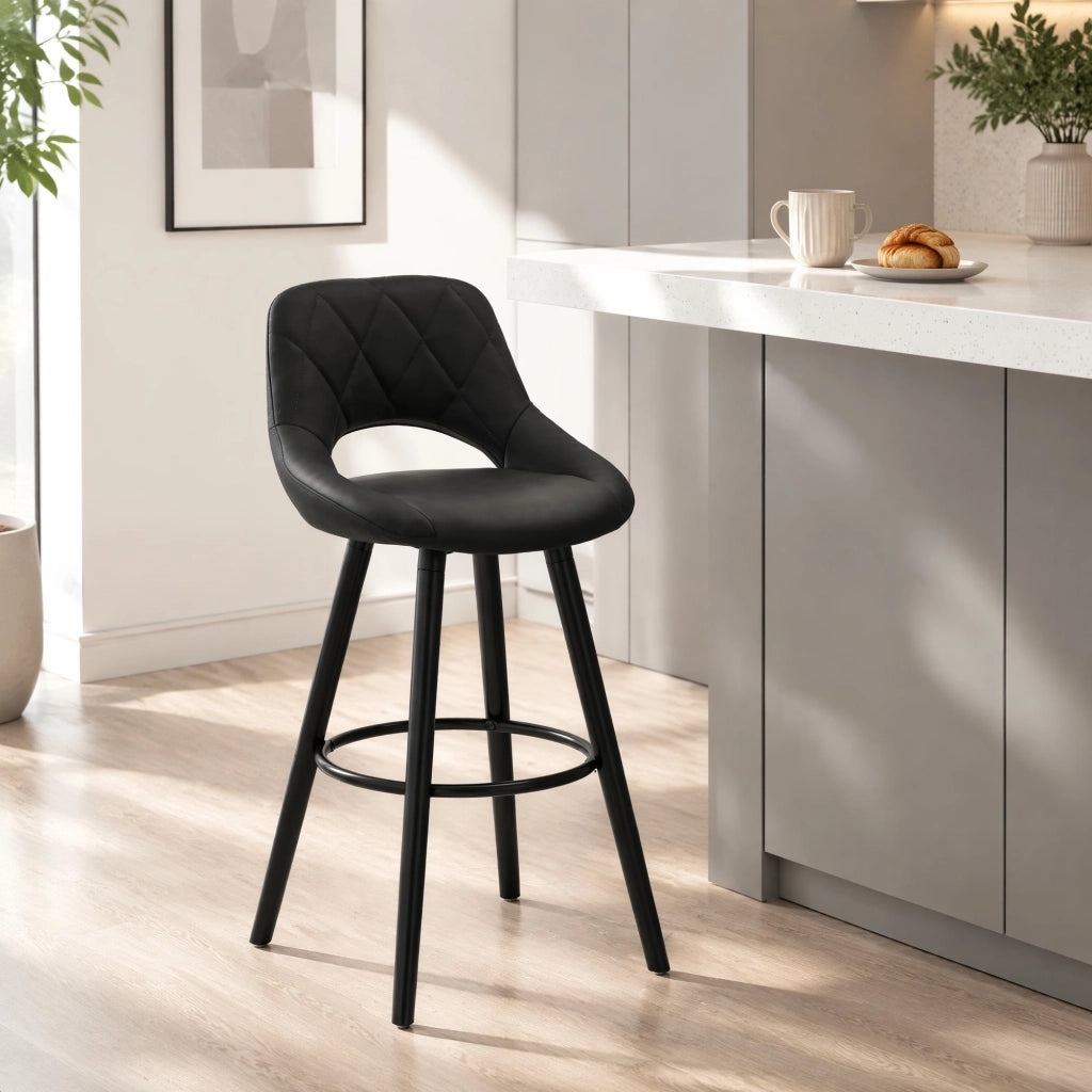 SGABELLO DA BAR Ergonomico 91 cm Anthracite in Tessuto e Legno Massello