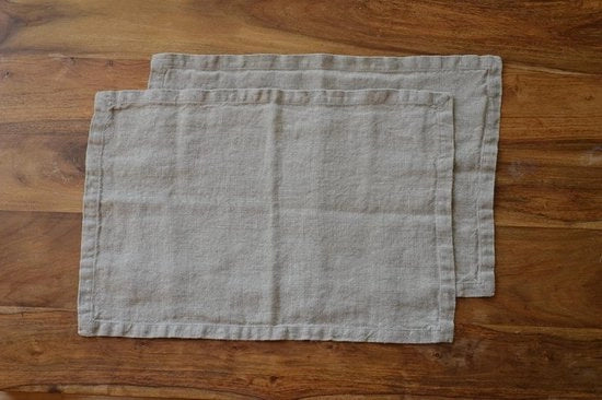 Tavoliere in lino di alta qualità in marrone [2 pezzi] - 35 x 50 cm - 100% lino - sostenibile e resistente alla sporcizia