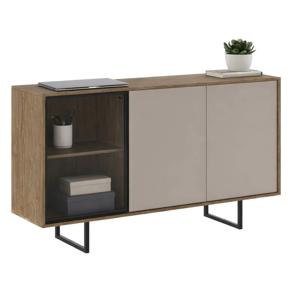 Madia Capena, Credenza 3 Ripiani, 184x40x87h cm Beige