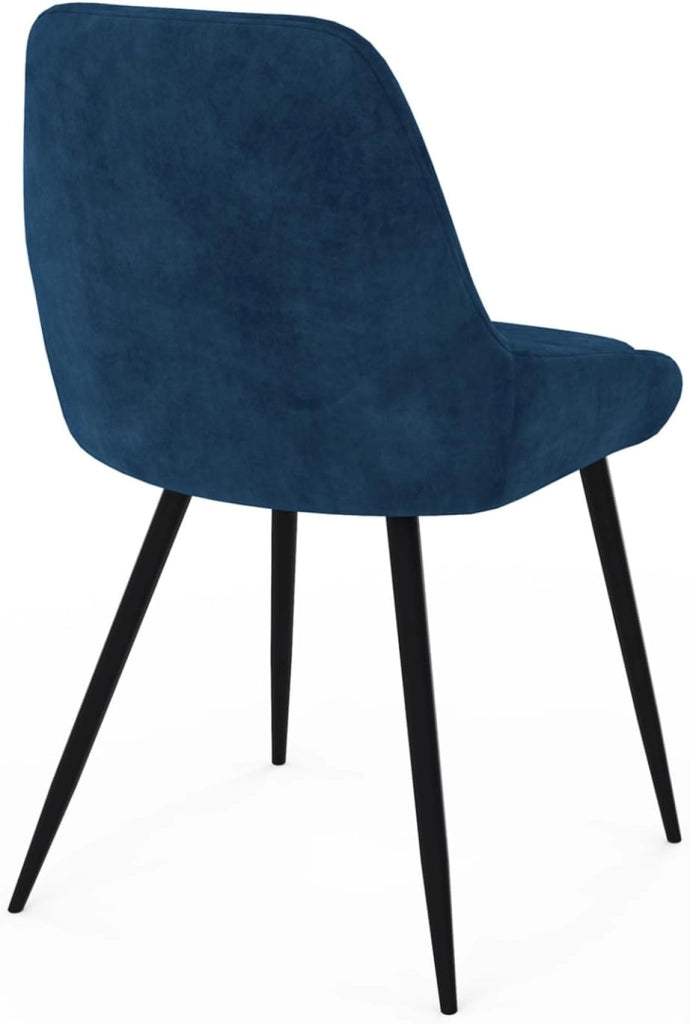 Set di 4 sedie THALYA in velluto blu con braccioli
