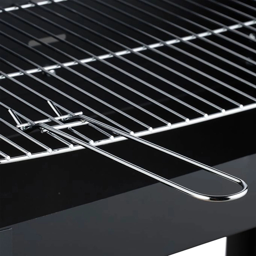 Barbecue a Carbone Sebastian 87x42x82 cm con Griglia in Acciaio Inox e Coperchio Nero