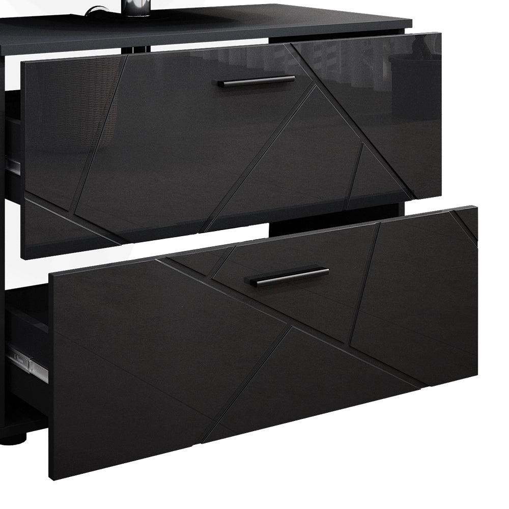 Vicco Set mobili bagno Antracite lucido 3 parti, con cassettiera e mobile midi