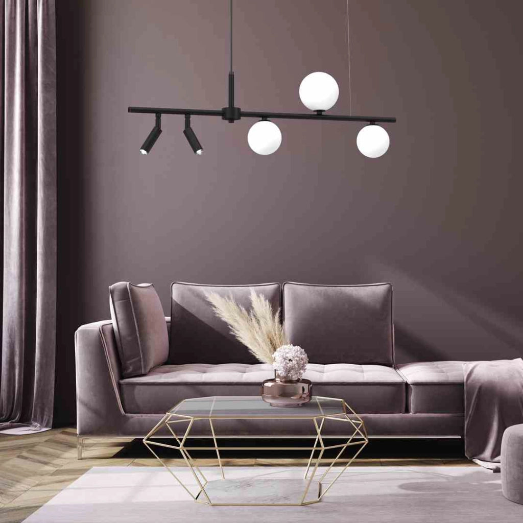Lampadario sospeso Milagro Sirio 5 luci G9 nero/bianco