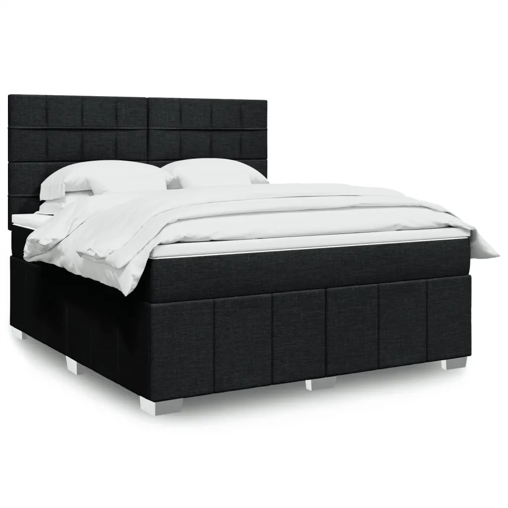 vidaXL Giroletto a Molle con Materasso Nero 180x200 cm in Tessuto