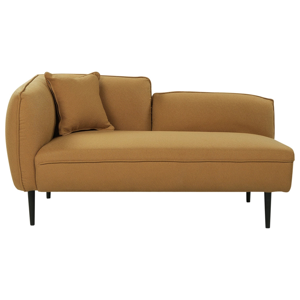 Chaise longue in tessuto bouclé giallo senape Gambe in metallo a sinistra con cuscino Design moderno