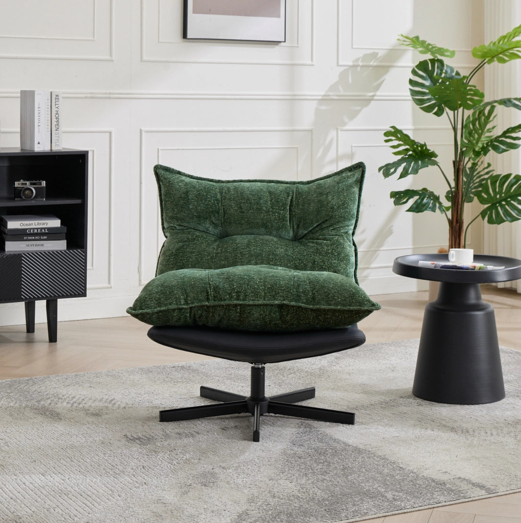 Poltrona relax girevole verde scuro con schienale regolabile