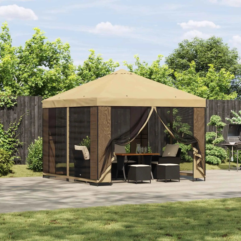 Gazebo 3 x 3 m Crema Poliestere e Acciaio 190 gsm