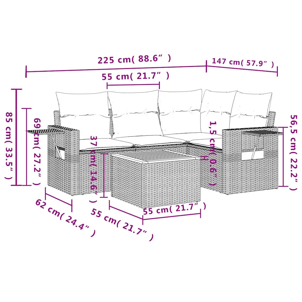 Set Divani da Giardino 13pz con Cuscini Nero in Polyrattan 3256279