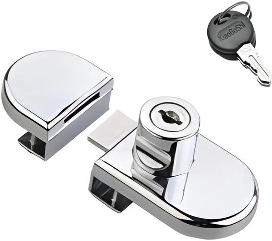 Chiusura a Vetro - Nessuna Foratura - Doppia Bloccatura Porta - 1x Chiave - 3x Gommini - Finestra a Vetro - Misura 53x37mm