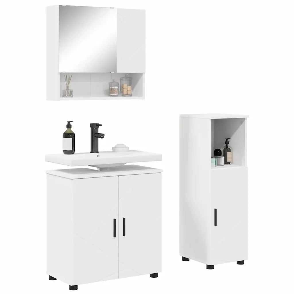 Set di mobili per il bagno Montaggio a parete 3 pcs Bianco 3392943