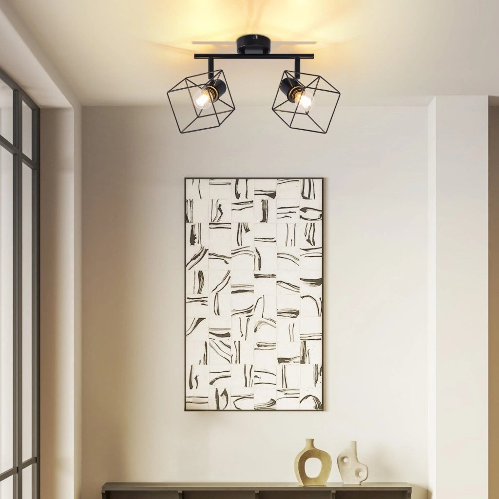 ZMH Faretto da soffitto 2 fiamme orientabile a 350° lampada da soffitto vintage in metallo per soggiorno