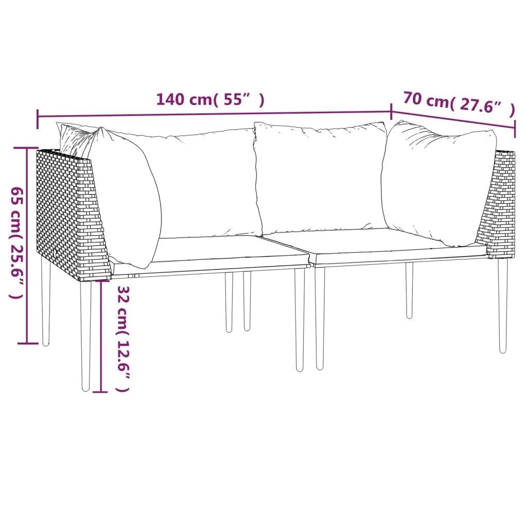 Divano componibile-Divani Angolari da Giardino con Cuscini 2pz Polyrattan Grigio