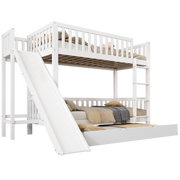 LETTO A CASTELLO con letto estraibile e scivolo 90x200/190 cm Bianco
