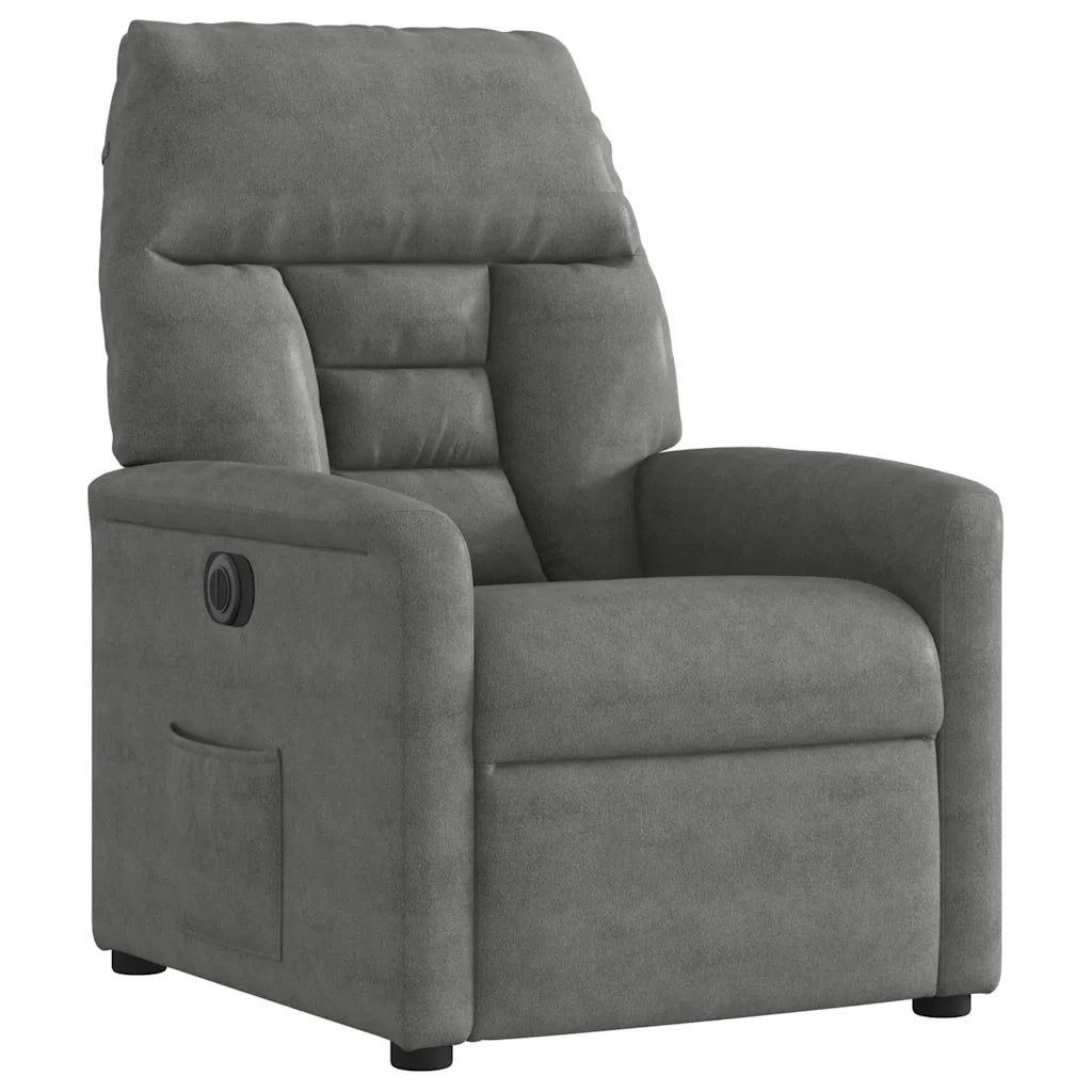 Poltrona Reclinabile Elettrica Grigio Scuro Tessuto Microfibra 3303075